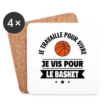 Passion basket : cadeau idéal pour basketteur - Dessous de verre (lot de 4) - blanc - Devant