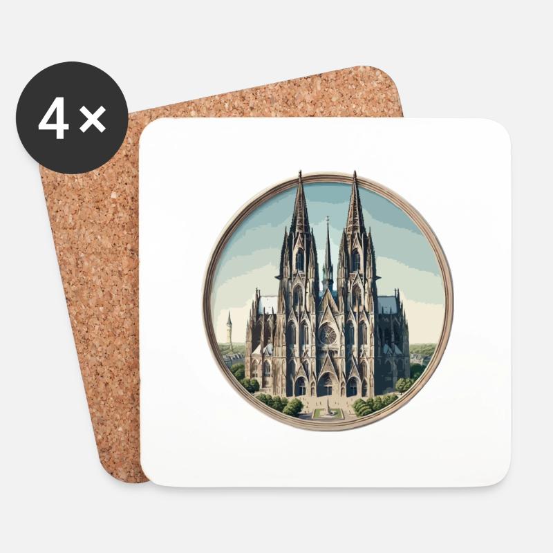Kölner Dom - Untersetzer (4er-Set) - Weiß