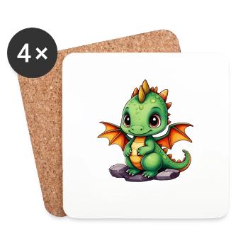 Baby Drache - Untersetzer (4er-Set) - Weiß - Vorne