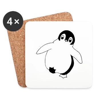 Pinguin - Baby - Grafik in schwarz-weiss - Untersetzer (4er-Set) - Weiß - Vorne
