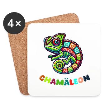 Chamäleon - Untersetzer (4er-Set) - Weiß - Vorne
