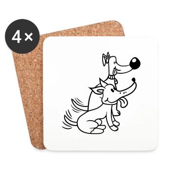 2 chiens équipe deux amis queue wiggle équipage - Dessous de verre (lot de 4) - blanc - Devant