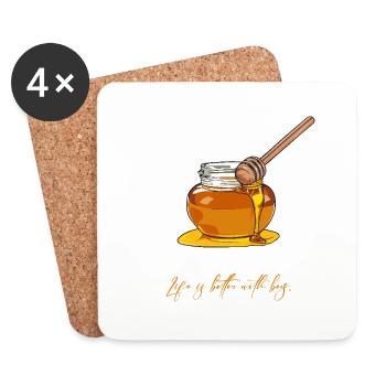 Life is better with bees // Illustration - Untersetzer (4er-Set) - Weiß - Vorne