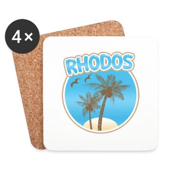 Vacances à Rhodes - Dessous de verre (lot de 4) - blanc - Devant