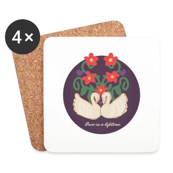 Swans in love, romantic, couple valentines day - Coasters (set of 4) - white - Front