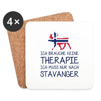 Ich brauche keine Therapie muss nur nach Stavanger - Untersetzer (4er-Set) - Weiß - Vorne