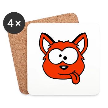 chien renard drôle grimace plisser la langue - Dessous de verre (lot de 4) - blanc - Devant