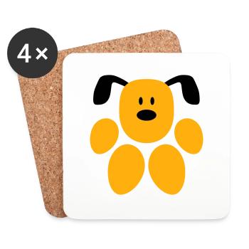 Dog Paw Shape Face Funny Head Cute Cute - Coasters (set of 4) - white - Front