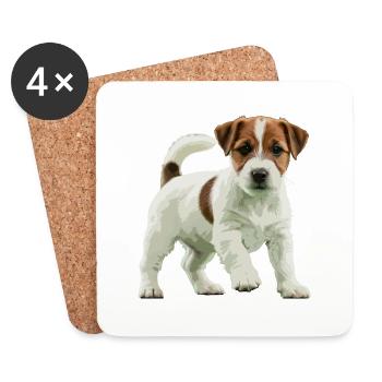 Jack Russell Terrier real - Coasters (set of 4) - white - Front