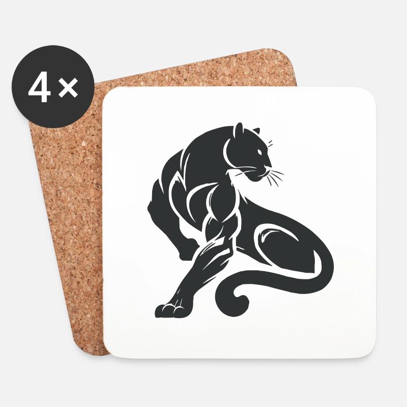 Panther Leopard - Coasters (set of 4) - white