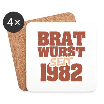 Barbecue 1982 - Dessous de verre (lot de 4) - blanc - Devant