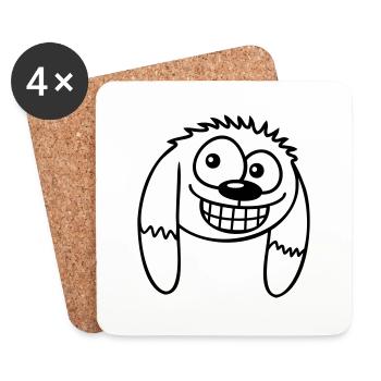 Dog looks funny grin happy smile fun - Coasters (set of 4) - white - Front