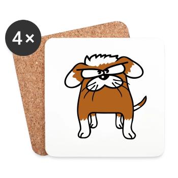 Dog animal looks angry angry serious aggressive sour - Coasters (set of 4) - white - Front