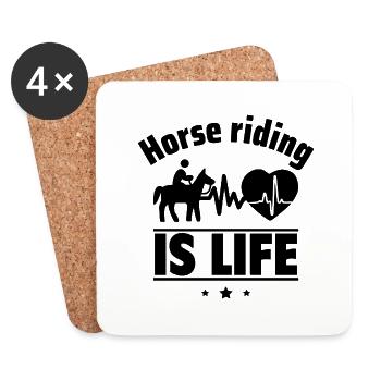 Reiten ist das Leben - Untersetzer (4er-Set) - Weiß - Vorne