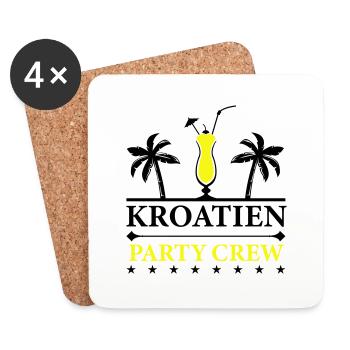 Équipe de fête en Croatie - Dessous de verre (lot de 4) - blanc - Devant