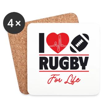 Rugby ist mein Leben,Geschenkidee - Untersetzer (4er-Set) - Weiß - Vorne