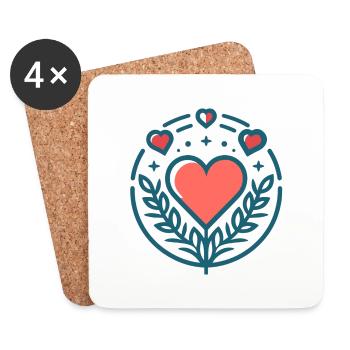 Saint-Valentin - Dessous de verre (lot de 4) - blanc - Devant