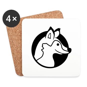 trou de renard roux renard sauvage animal peeps visage tête - Dessous de verre (lot de 4) - blanc - Devant