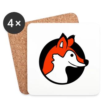 trou de renard roux renard sauvage animal peeps visage tête - Dessous de verre (lot de 4) - blanc - Devant