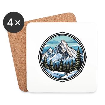 Piste de ski de montagne - Dessous de verre (lot de 4) - blanc - Devant