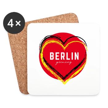 Berlin Deutschland Fan Flagge Design T Shirt - Untersetzer (4er-Set) - Weiß - Vorne