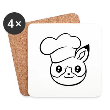 Fox Chapeau de chef Chef Cuisine Restaurant Cuisine - Dessous de verre (lot de 4) - blanc - Devant