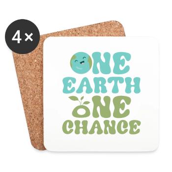 One Earth One Chance Earth Day Environmental Plane - Coasters (set of 4) - white - Front
