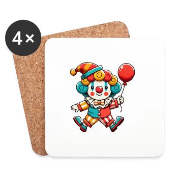 clown - Dessous de verre (lot de 4) - blanc - Devant