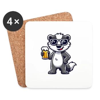 dachs bier - Untersetzer (4er-Set) - Weiß - Vorne