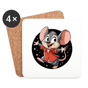 Mouse dances in the night - Coasters (set of 4) - white - Front