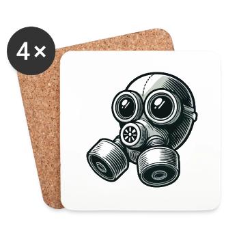 gas mask - Coasters (set of 4) - white - Front