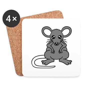 Maus Mäuschen Süße Kleine Ratte Nager Freundlich - Untersetzer (4er-Set) - Weiß - Vorne