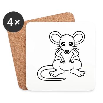 Maus Mäuschen Süße Kleine Ratte Nager Freundlich - Untersetzer (4er-Set) - Weiß - Vorne
