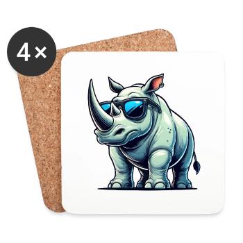 Bande dessinée Rhino - Dessous de verre (lot de 4) - blanc - Devant