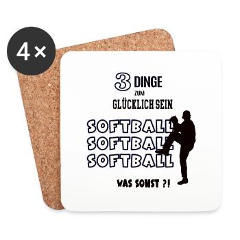 Softball Team Mannschaft Spieler Spiel Baseball - Untersetzer (4er-Set) - Weiß - Vorne