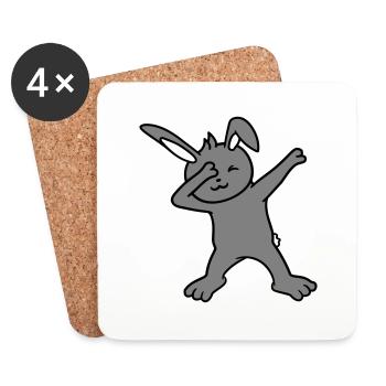 Bunny Dabbing Dab Danse Pose Danse Fête Célébrer - Dessous de verre (lot de 4) - blanc - Devant