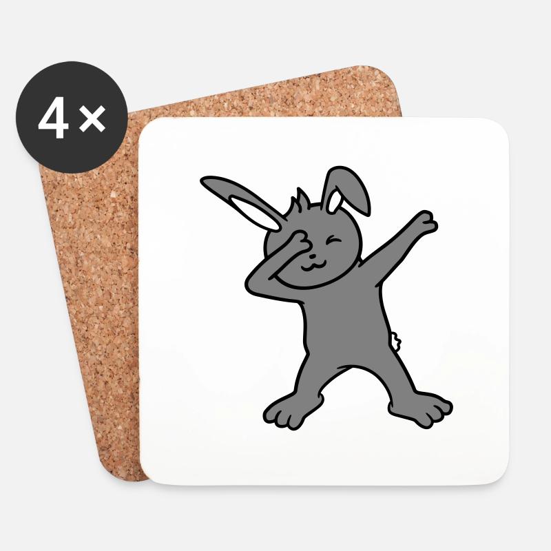 Hase Dabbing Dab Dance Pose Tanzen Party Feiern - Untersetzer (4er-Set) - Weiß
