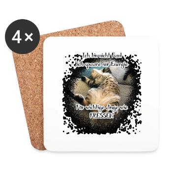 Lazy Cat - Coasters (set of 4) - white - Front