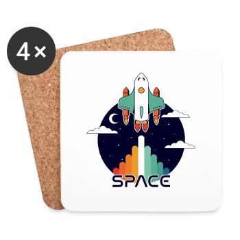 Space and retro - Coasters (set of 4) - white - Front