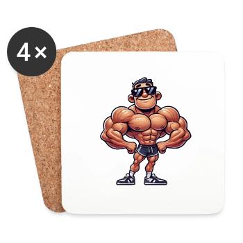 bodybuilder cool - Untersetzer (4er-Set) - Weiß - Vorne