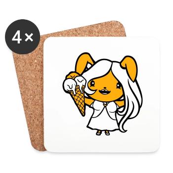 Hase isst Eis Waffel Eiscreme lecker Mädchen Frau - Untersetzer (4er-Set) - Weiß - Vorne