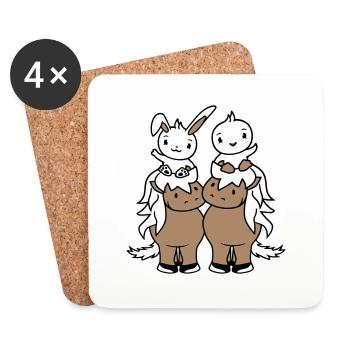 2 Bunny Bird Équitation Cavalier Cheval Ondulant - Dessous de verre (lot de 4) - blanc - Devant