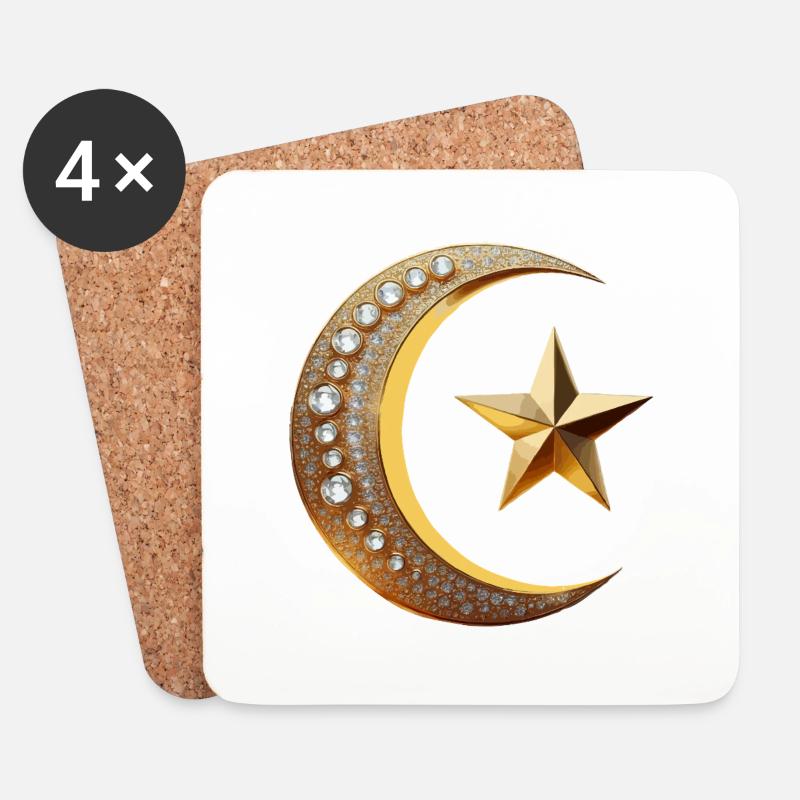 Islam Symbol Gold mit Diamant - Untersetzer (4er-Set) - Weiß
