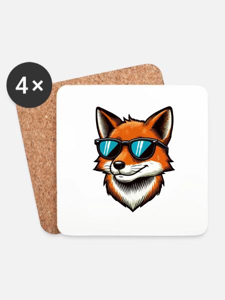 fuchs comic sonnenbrille - Untersetzer (4er-Set) - Weiß