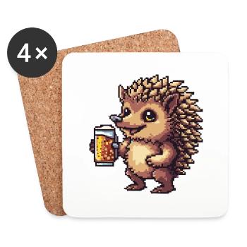 Hedgehog Pixel Beer - Coasters (set of 4) - white - Front