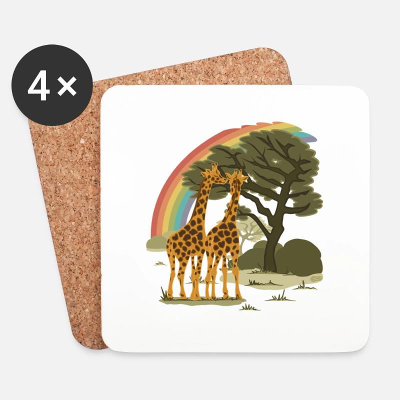 Pride-Giraffen - Untersetzer (4er-Set) - Weiß