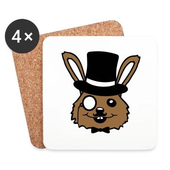 Sir Bunny Monocle Glasses Beard Top Hat Mr. Mr. - Coasters (set of 4) - white - Front