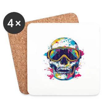 Skull Ski Ski Goggles - Coasters (set of 4) - white - Front