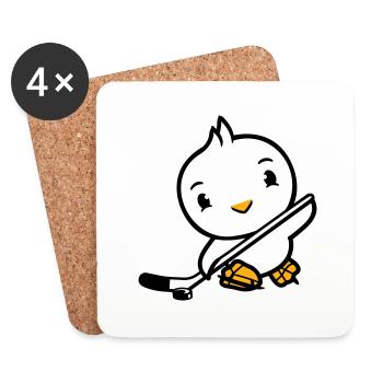 oiseau jouant au hockey sur glace sport rondelle bâton hobby - Dessous de verre (lot de 4) - blanc - Devant