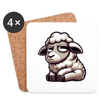 Skeptical Sheep Comic Funny Bull - Coasters (set of 4) - white - Front